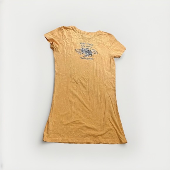 Harley Davidson Womens Shirt Top Short Sleeve Orange Eagle Freedom Medium M Nags - Picture 6 of 6